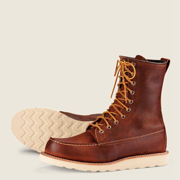 Red Wing Heritage Boots Classic Moc - 8-inchr Rough & Tough Leather - Brown - Mens KZQ201578